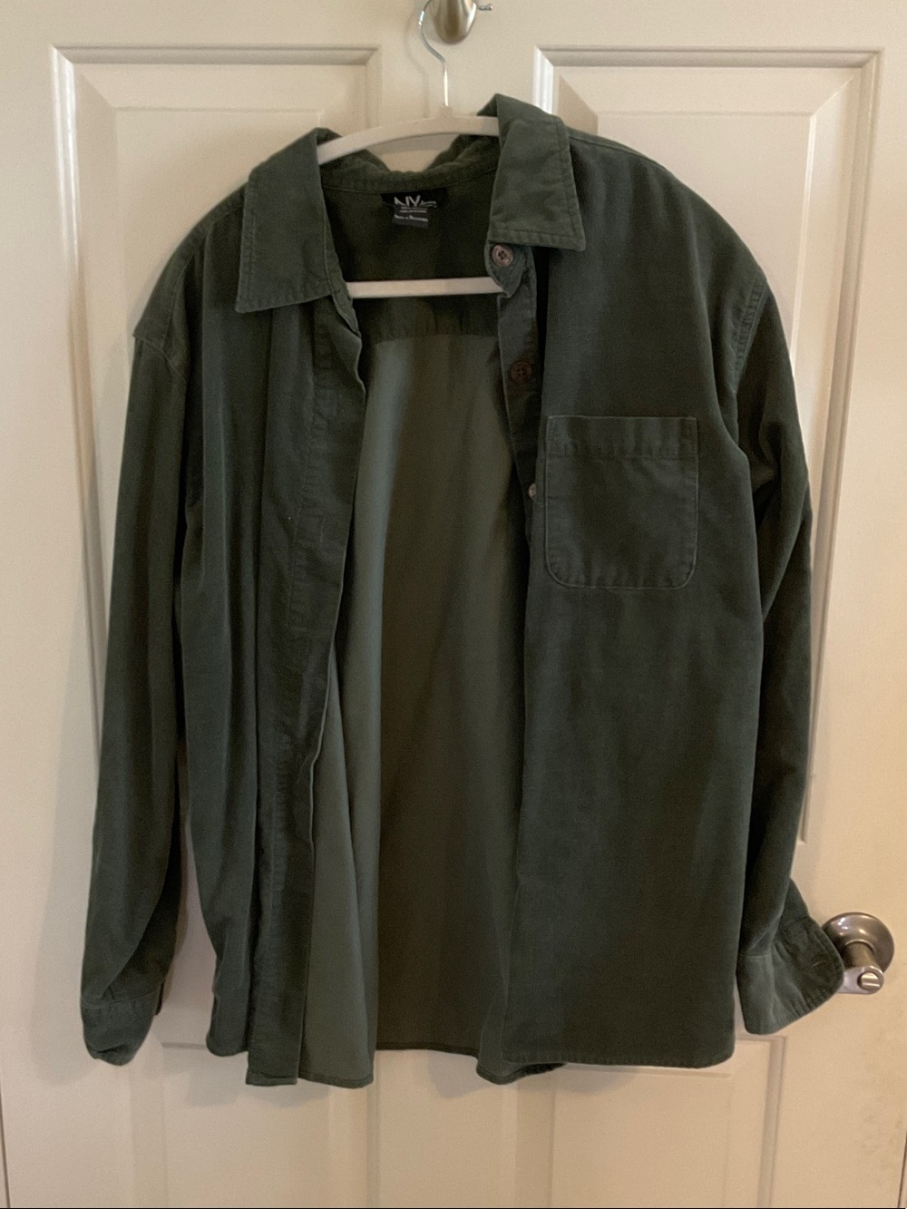 New York & Company Olive Green Lightweight Shirt Jacket
